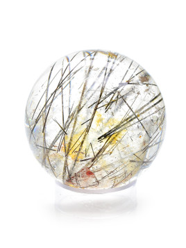 Black Tourmaline in Fire Quartz Sphere