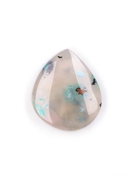 Chrysocolla and Copper in Agate Cabochon