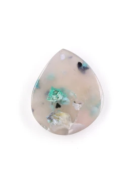 Chrysocolla and Copper in Agate Cabochon