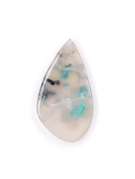 Chrysocolla and Copper in Agate Cabochon