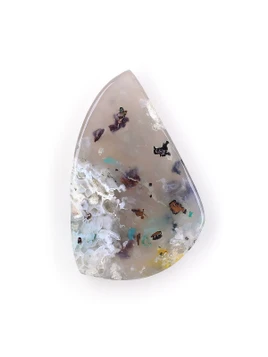 Chrysocolla and Copper in Agate Cabochon