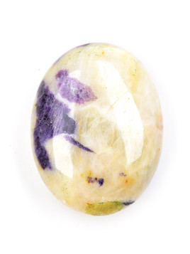 Purple Fluorite in Calcite Palm Stone