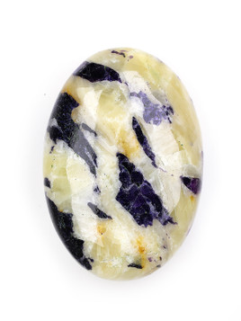 Purple Fluorite in Calcite Palm Stone
