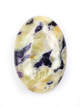 Purple Fluorite in Calcite Palm Stone