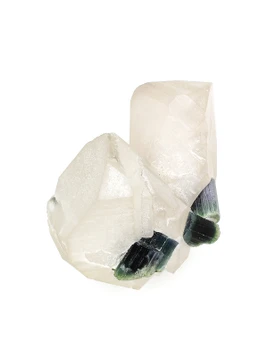 Green Tourmaline on Quartz