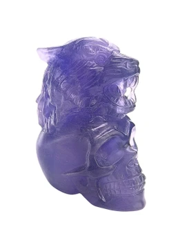Purple Fluorite Skull with Tiger - 25F1113