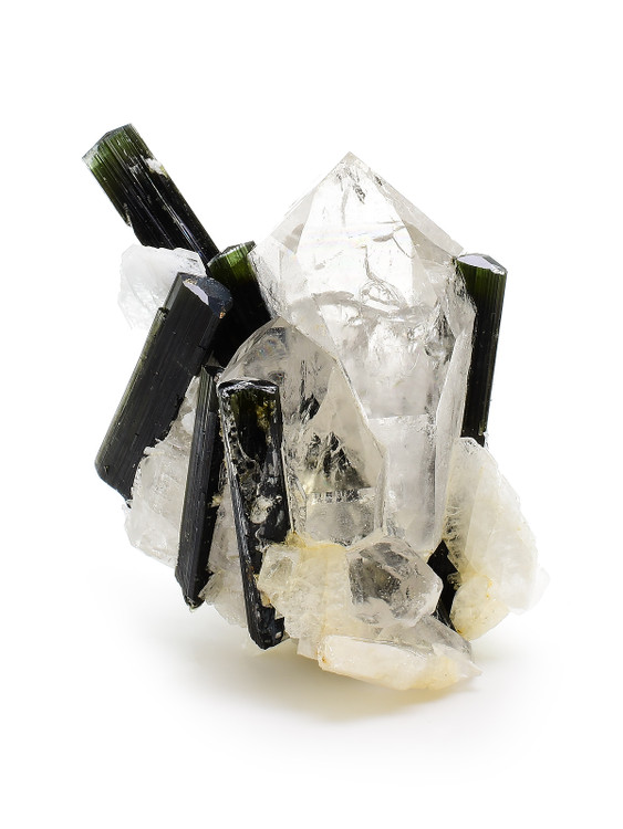 Green Tourmaline on Quartz