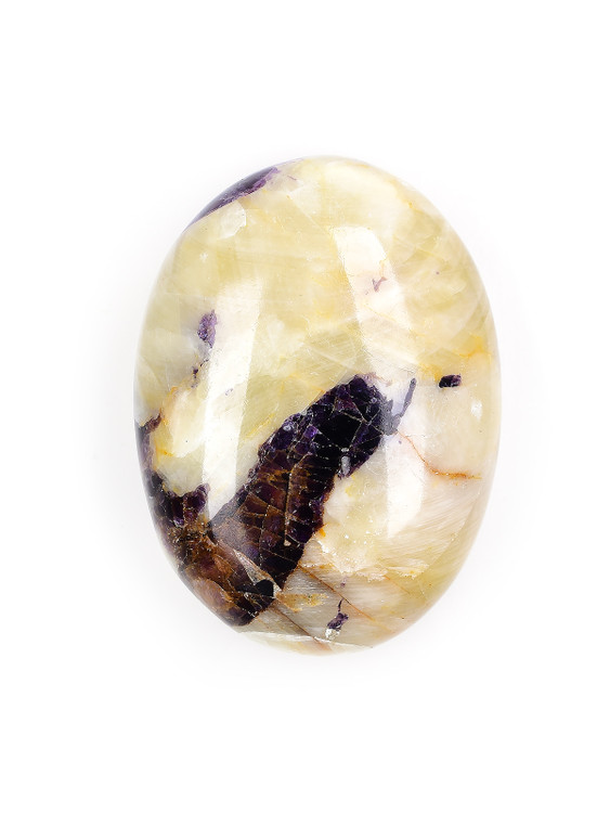 Purple Fluorite in Calcite Palm Stone