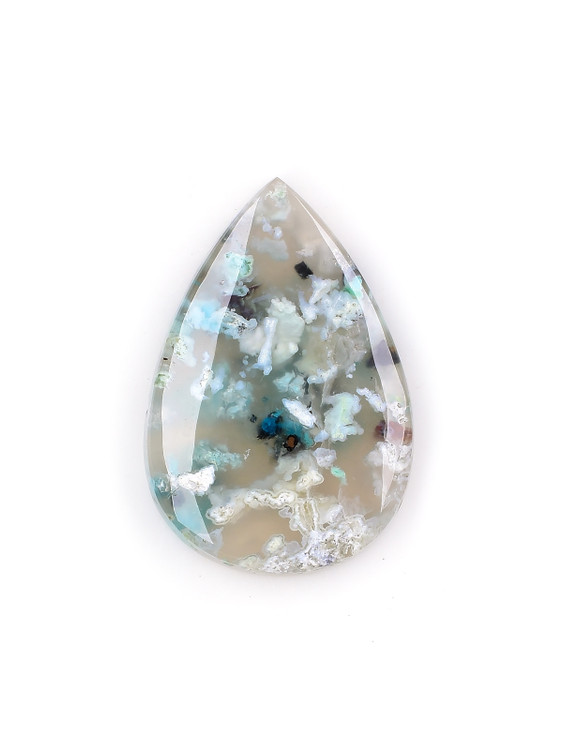 Chrysocolla and Copper in Agate Cabochon