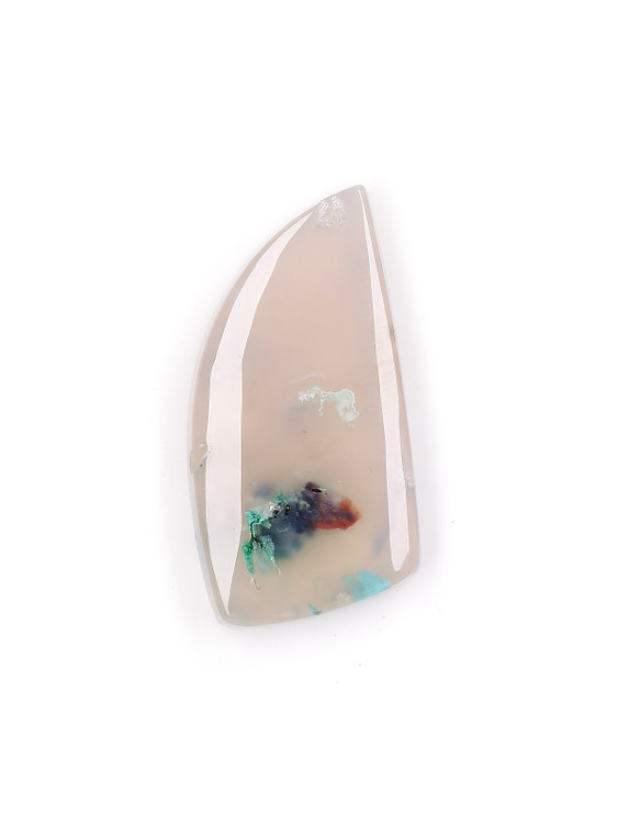 Chrysocolla and Copper in Agate Cabochon