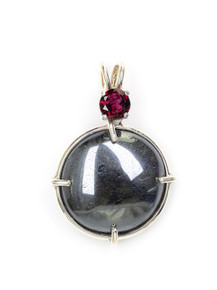 Hematite and Rhodolite Garnet Pendant - 1-JF-SP-115 Photo