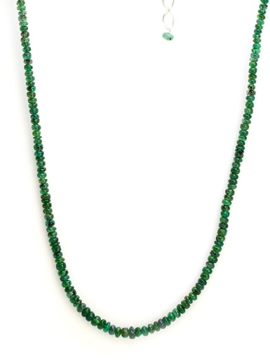 Emerald Bead Necklace (Sterling Silver, Faceted)