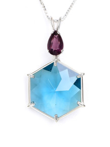 Tibetan Blue Obsidian Flower of Life with Grape Garnet Photo