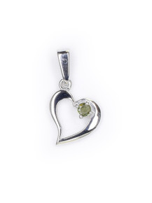 Faceted Moldavite in SIlver Heart Pendant Photo