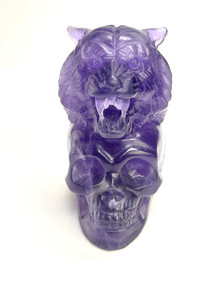 Purple Fluorite Skull with Tiger - 25F1113 Photo