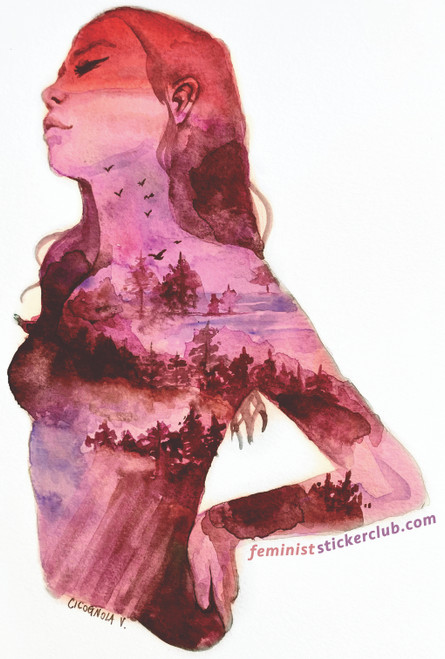 WATERCOLOR WOMAN FEMINIST STICKER