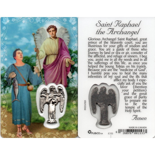 St Raphael Laminated Card and Medal - The Square Gift Store
