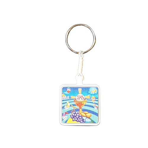 Squread Key Rings Design Key Ring: Communion Design - White Square - The Square Gift Store