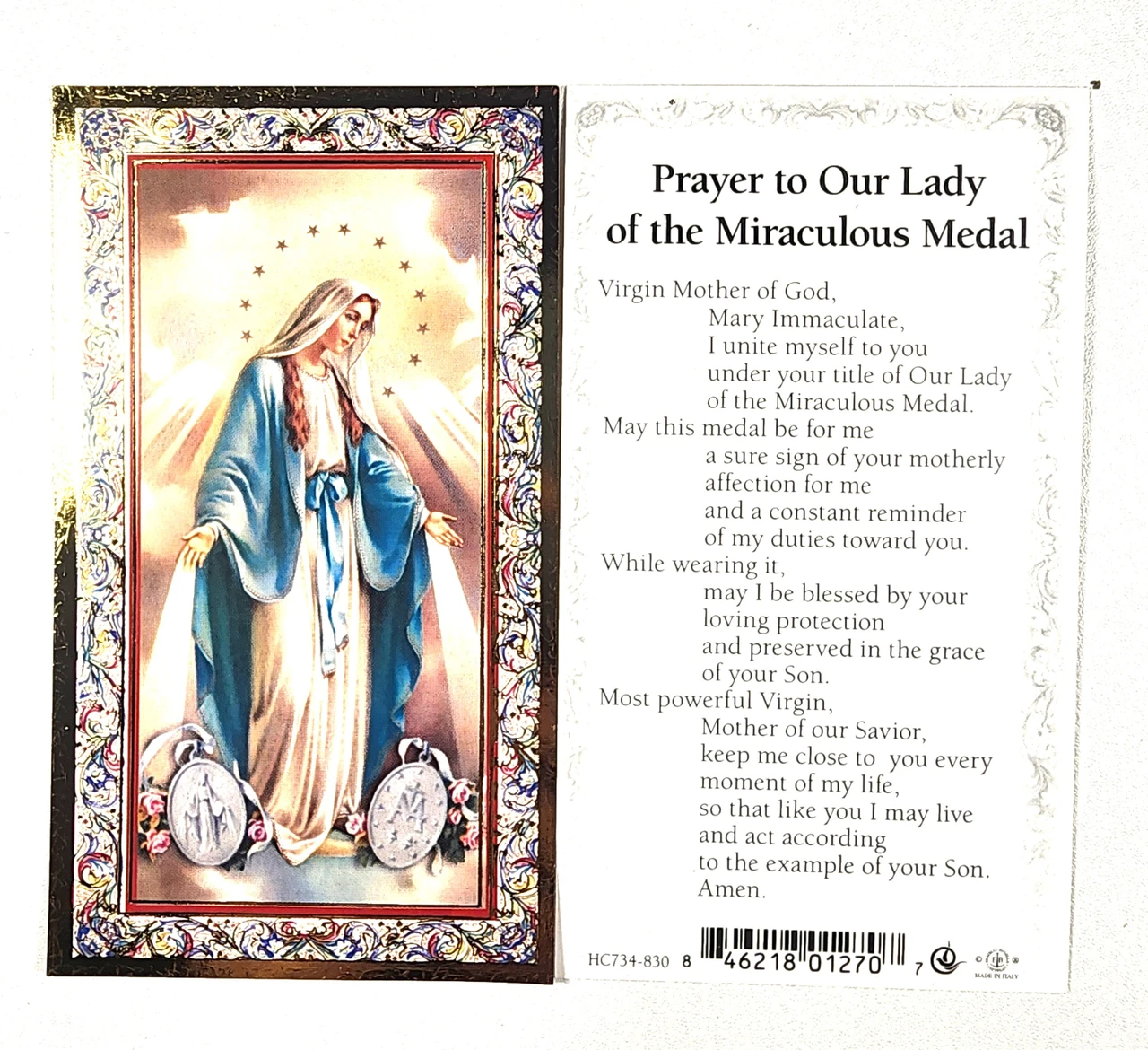 Holy Prayer Card: Our Lady of Miraculous Medal - The Square Gift Store