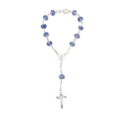 Rosary Chaplet: One Decade Crystal Glass with Clip