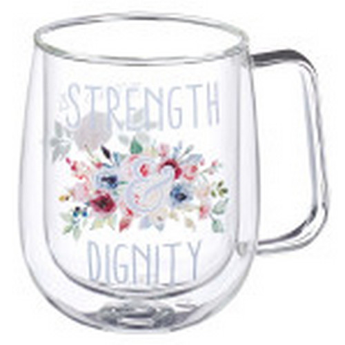Mug: Glass - Strength and Dignity Floral