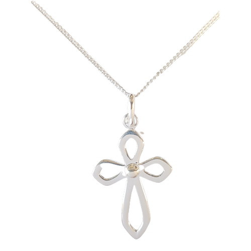Sterling Silver Outline Cross 30mm