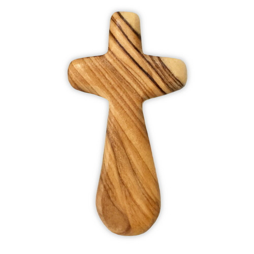 Olive Wood Comfort Pocket Cross - Large 9cm