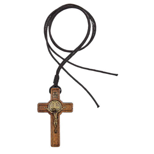 Necklace: St Benedict Crucifix 5cm Gold