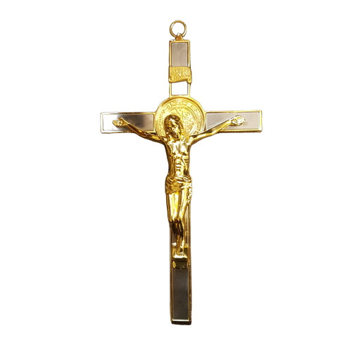St Benedict Crucifix: Wall 22cm Gold