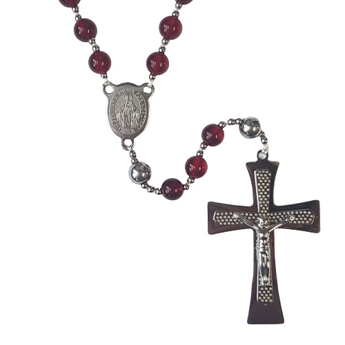 Rosary Beads: Plum - Stainless Steel
