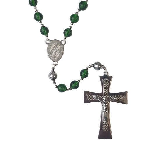 Rosary Beads: Bottle Green - Stainless Steel