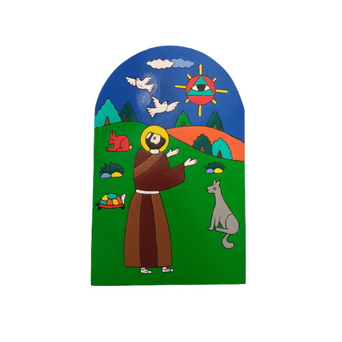 Plaque: St Francis Praying - El Salvador 14cm x 22cm