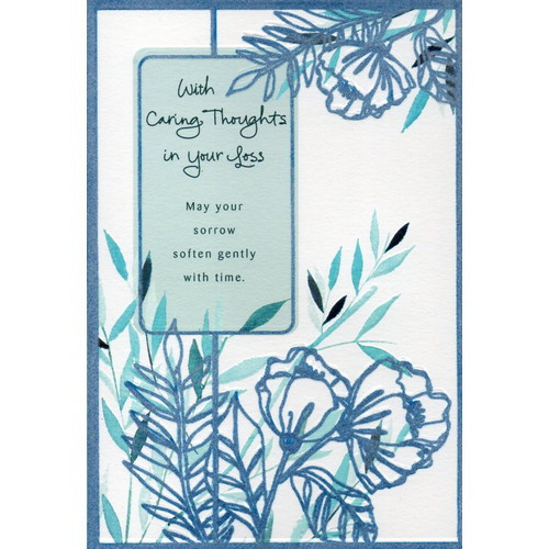 Card: Sympathy - With Caring Thoughts - Blue Velvet