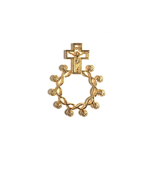 Ring: Rosary Ring With Cross - Gold (19mm)