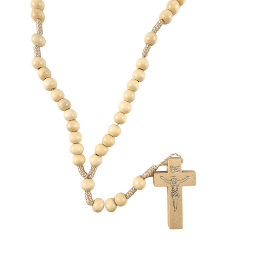 Rosary: Natural Wood Beads