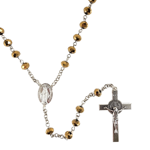 Rosary Beads: Crystal Gold SP- NZ Made