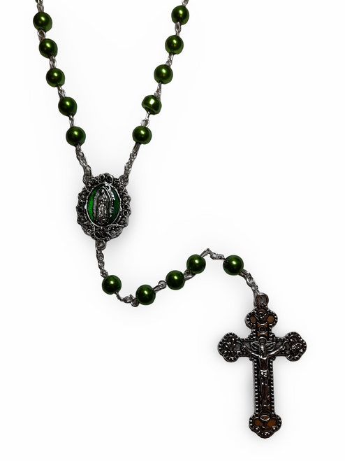 Rosary: Glass Rosary - Green (7mm)