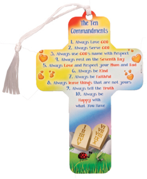Cross: Wood Cross - Ten Commandments (5 inch)
