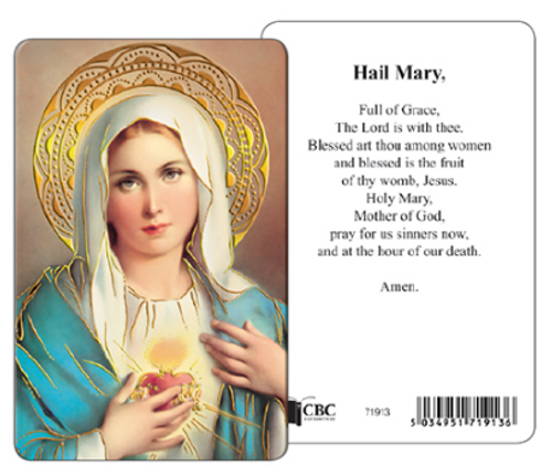 Laminated Prayer Card - The Hail Mary - Sacred Heart of Mary