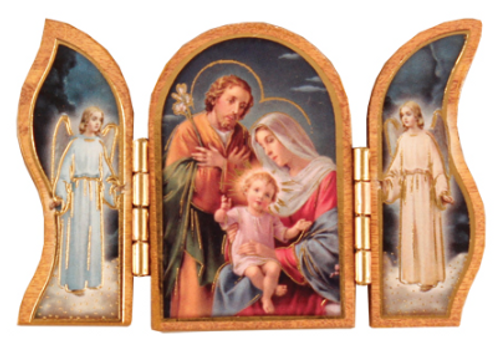 Holy Family Wood Triptych/Gold Foil