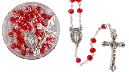 Ruby Glass Rosary/Facetted (6 mm )
