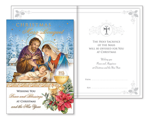 Christmas Mass Bouquet Card: Peace And Blessing