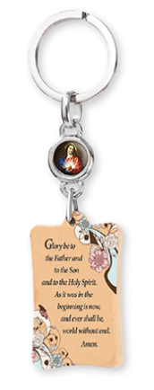 Key Ring/Olive Wood/Medal/Sacred Heart