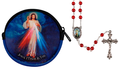 Glass Rosary/Polyfoam Purse/Divine Mercy