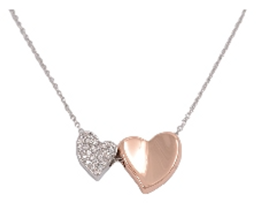 Rhodium rose gold hearts pendant