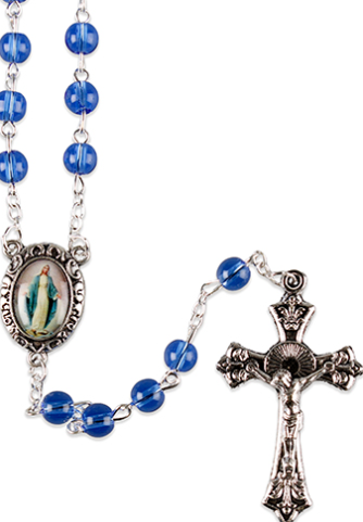 Loose Glass Miraculous Rosary Bead/Blue (6 mm)