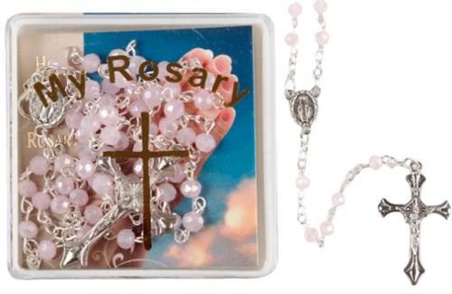 Glass Rosary - Boxed - Pink