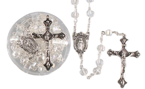 Glass Rosary/Facetted - 8mm Crystal