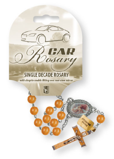 Car Rosary: Round Olive Wood Beads (6mm.)