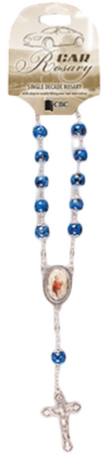 Car Rosary - Single Decade/Glass Blue